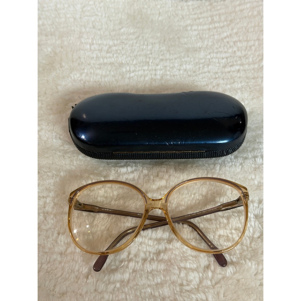 Atrio Vintage 80s Oversized Round Eyeglasses Amber Purple Mod 146 W Germany